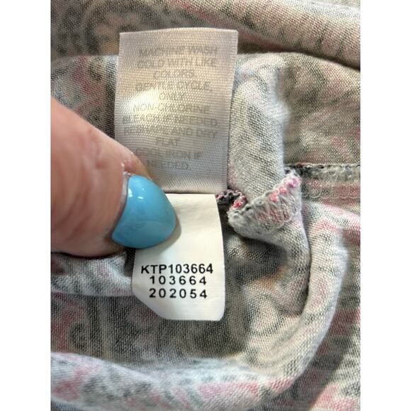 J Jill Wearever Collection Paisley Print Long Sleeve Peplum Top Red Black Sz 2X - Picture 9 of 10